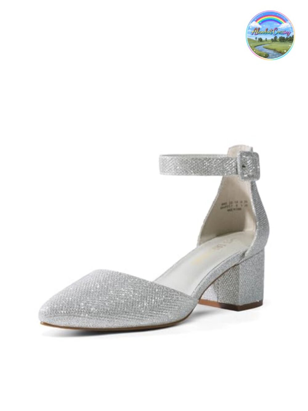 Pointed Toe Low Chunky Block Heel Pumps Ankle Strap Buckle